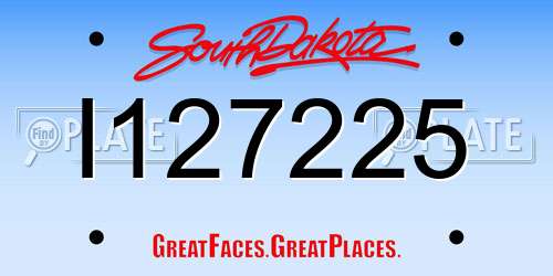 I127225 South Dakota License Plate