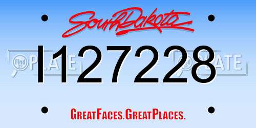 I127228 South Dakota License Plate