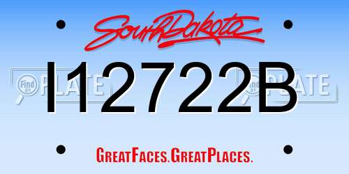 I12722B South Dakota License Plate