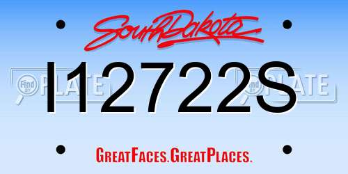 I12722S South Dakota License Plate