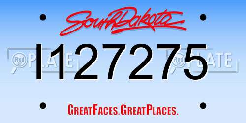 I127275 South Dakota License Plate