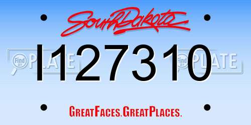 I127310 South Dakota License Plate
