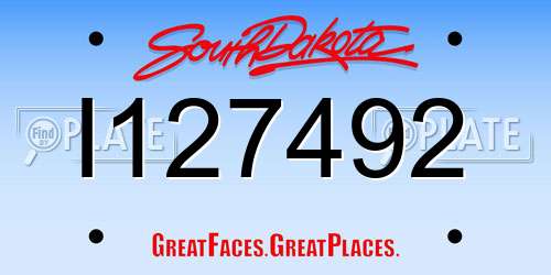 I127492 South Dakota License Plate