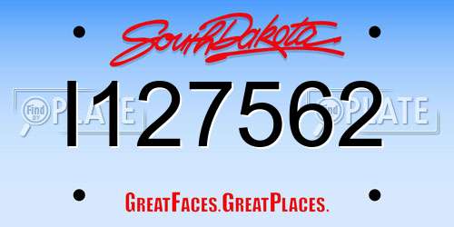 I127562 South Dakota License Plate
