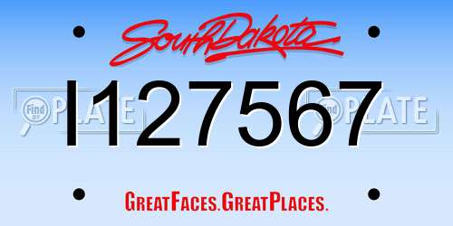 I127567 South Dakota License Plate