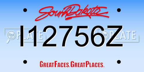I12756Z South Dakota License Plate