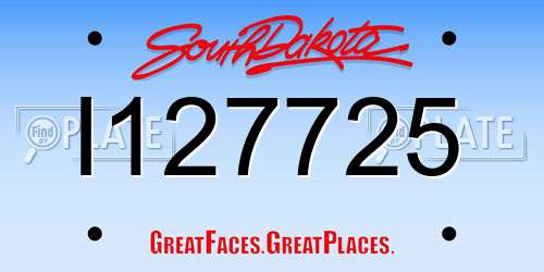 I127725 South Dakota License Plate