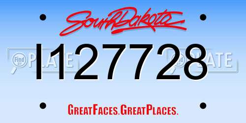 I127728 South Dakota License Plate