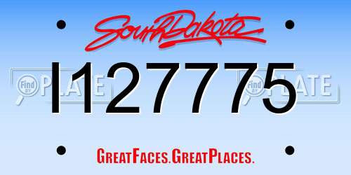 I127775 South Dakota License Plate