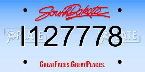 I127778 South Dakota License Plate