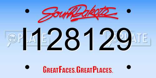 I128129 South Dakota License Plate