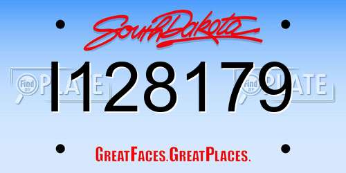 I128179 South Dakota License Plate
