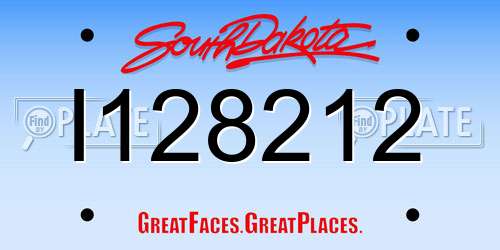 I128212 South Dakota License Plate