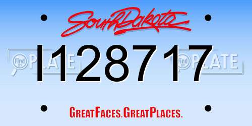 I128717 South Dakota License Plate