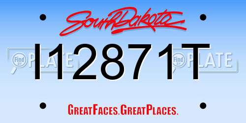 I12871T South Dakota License Plate