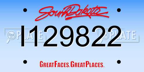 I129822 South Dakota License Plate