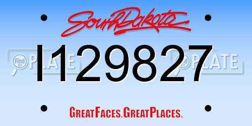 I129827 South Dakota License Plate