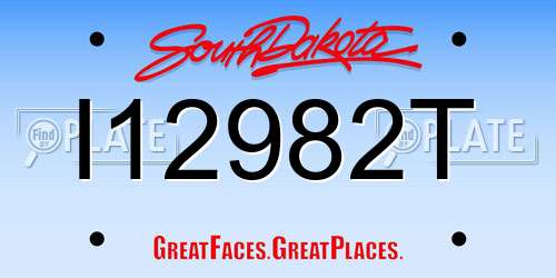 I12982T South Dakota License Plate
