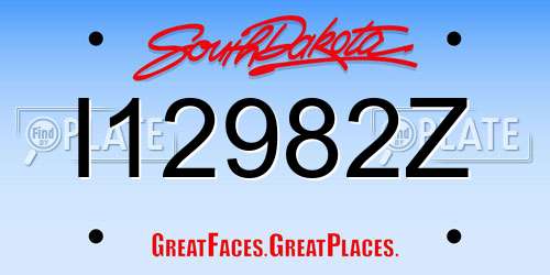 I12982Z South Dakota License Plate