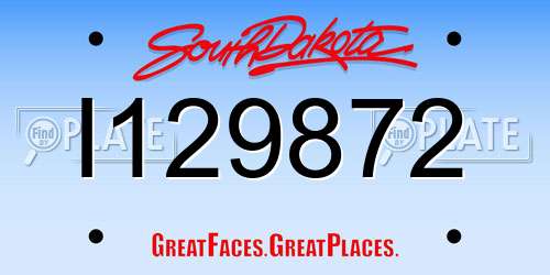 I129872 South Dakota License Plate