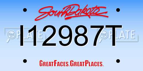 I12987T South Dakota License Plate