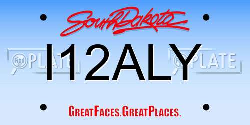 I12ALY South Dakota License Plate