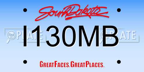 I130MB South Dakota License Plate