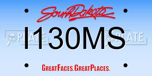 I130MS South Dakota License Plate