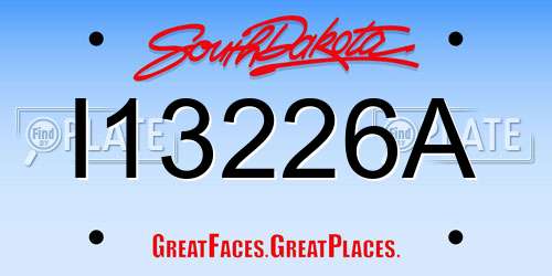 I13226A South Dakota License Plate