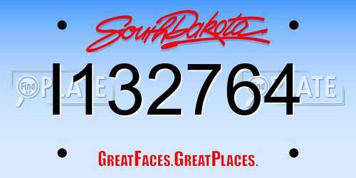 I132764 South Dakota License Plate