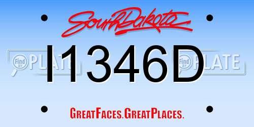 I1346D South Dakota License Plate
