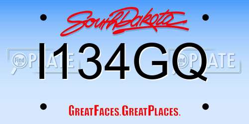 I134GQ South Dakota License Plate
