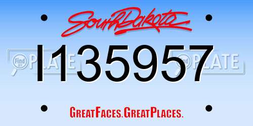 I135957 South Dakota License Plate