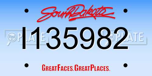 I135982 South Dakota License Plate