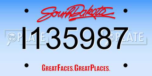 I135987 South Dakota License Plate