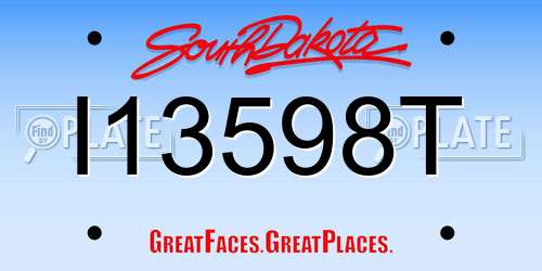 I13598T South Dakota License Plate