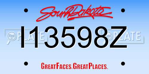 I13598Z South Dakota License Plate