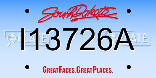 I13726A South Dakota License Plate