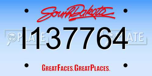 I137764 South Dakota License Plate