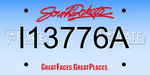I13776A South Dakota License Plate