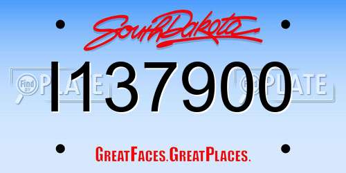 I137900 South Dakota License Plate