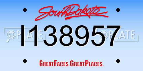 I138957 South Dakota License Plate
