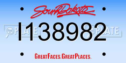I138982 South Dakota License Plate