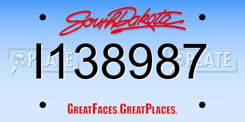 I138987 South Dakota License Plate