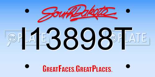I13898T South Dakota License Plate