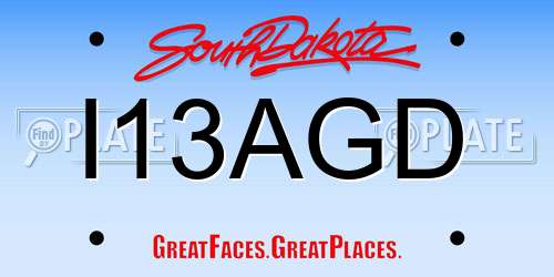 I13AGD South Dakota License Plate