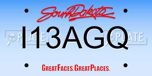I13AGQ South Dakota License Plate