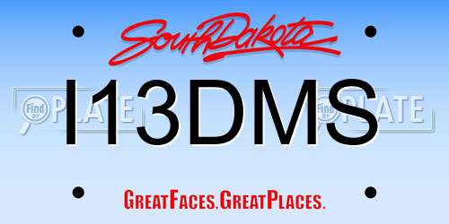 I13DMS South Dakota License Plate