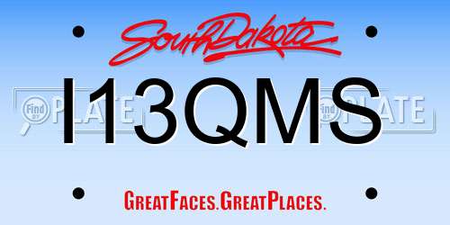 I13QMS South Dakota License Plate
