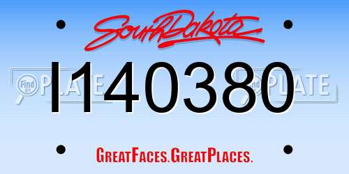I140380 South Dakota License Plate